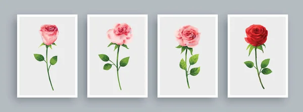 Malování Růží Stylu Akvarelu Nástěnné Umění Akvarel Pozadí — Stockový vektor