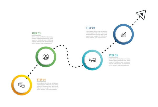 Infografica Cerchio Passo Timeline Business Con Modello Dati Numerici Illustrazione — Vettoriale Stock