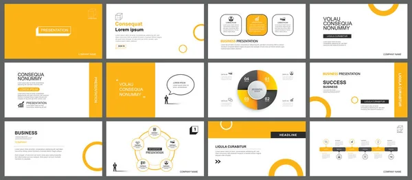 Apresentação Modelo Layout Slides Design Tema Amarelo Fundo Uso Para — Vetor de Stock