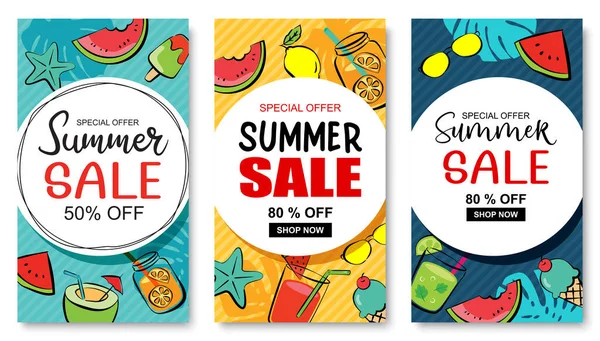 Summer Sale Banner Cover Template Background Summer Discount Special Offer — стоковый вектор