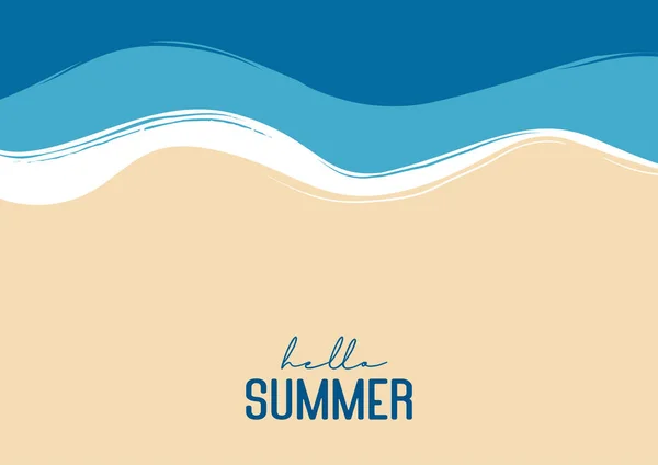 你好夏季海滩顶视图旅游和度假背景 用于横幅模板 邀请函 海沙海报 — 图库矢量图片
