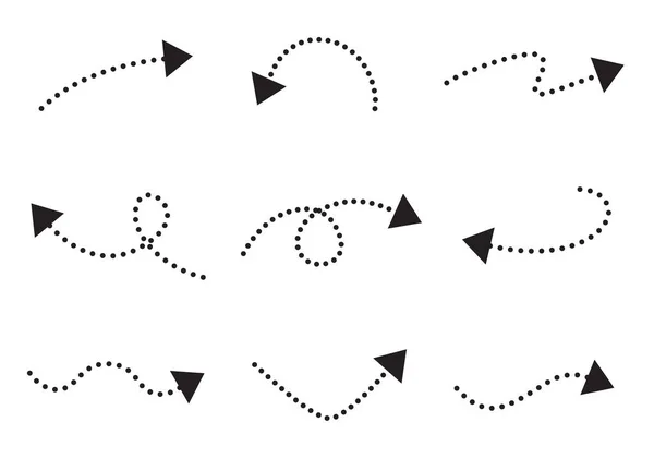 Icônes Fléchées Ensemble Symboles Ensemble Style Point Flèche — Image vectorielle