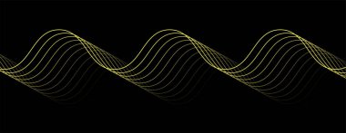 Altın eğimli soyut arkaplan, koyu arkaplan üzerinde modern çizgiler. Resim yatay şablon arkaplan pankartı.