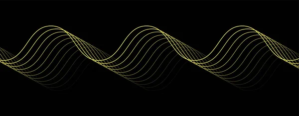 Абстрактный Фон Золотой Кривой Современных Линий Темном Фоне Горизонтальный Фоновый — стоковый вектор
