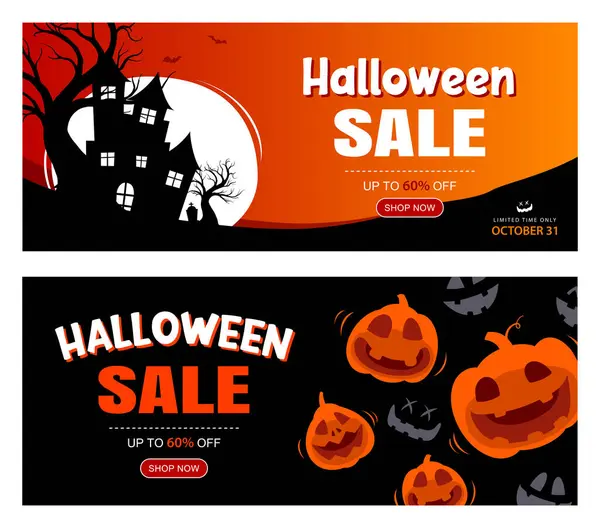 Halloween Eladó Banner Háttér Sablon Halloween Illusztráció Plakát Szórólap Értékesítés — Stock Vector
