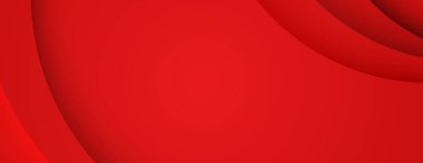 Kırmızı kavisli kağıt katmanlı soyut bir Noel arkaplanı. Resim yatay şablon arkaplan pankartı.