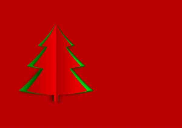 Kerstboom Papieren Kunststijl Met Groene Rode Kleur Kerst Abstracte Achtergrond — Stockvector