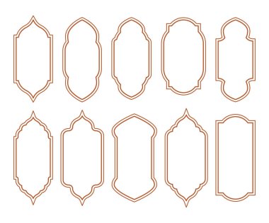 İslami ve Ramazan Kareem pencereleri doğu tarzında. Modern boho tasarım şablonu ile kenarlık ve çerçeve.