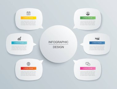 6 numara şablonlu bilgi baloncuğu verisi. Çizim işi soyut arkaplan.