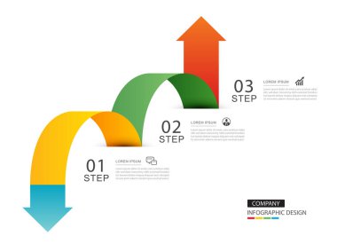 Bilgi grafikleri ok sembolü iş dünyasının başarıya giden adımları.