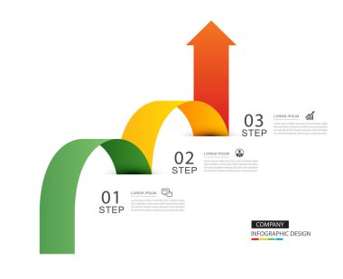 Bilgi grafikleri ok sembolü iş dünyasının başarıya giden adımları.