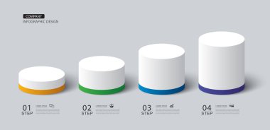 Infographics silindir zaman çizelgesi 4 numara veri şablonu ile başarılı oldu. Resimler soyut arkaplan.