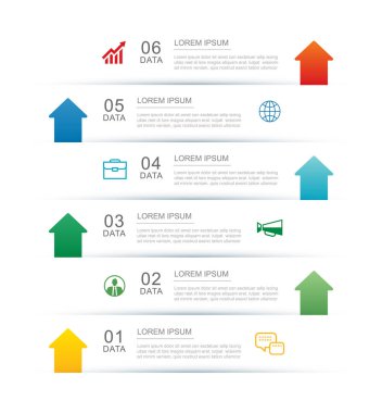 6 veri bilgisel sekme indeks dizini şablonu. Çizim işi soyut arkaplan.