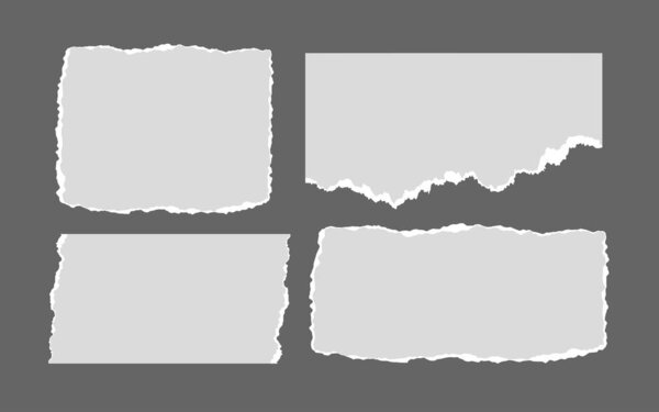 Набор бумажных банкнот разорвал полоски на темном фоне. Осколки бумаги с разорванными краями.