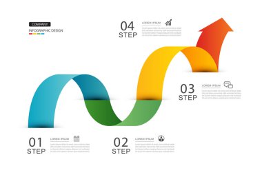 Bilgi grafikleri ok sembolü iş dünyasının başarıya giden adımları.