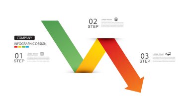 Bilgi grafikleri oku yeşilden kırmızıya şablon. Çizim işi soyut bir arkaplan oluşturur.