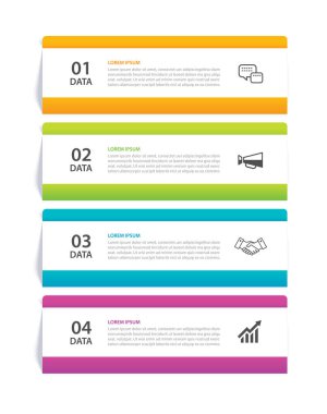 4 veri bilgisel dikdörtgen sekme indeks şablonu. Çizim işi soyut arkaplan.