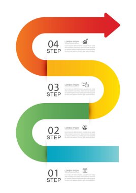 Bilgi grafikleri ok sembolü iş dünyasının başarıya giden adımları.