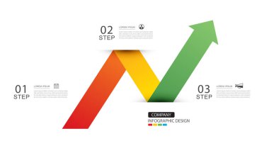 Kırmızı 'dan yeşil şablona bilgi grafikleri oku. Çizim işi soyut bir arkaplan oluşturur.