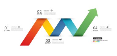 Kırmızı 'dan yeşil şablona bilgi grafikleri oku. Çizim işi soyut bir arkaplan oluşturur.