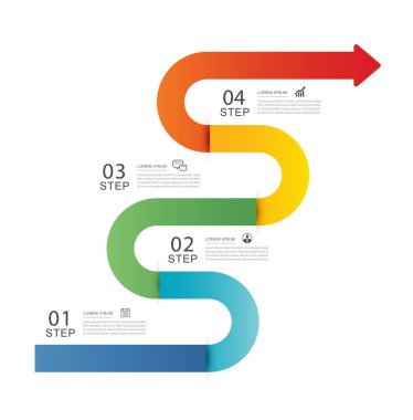 Bilgi grafikleri ok sembolü iş dünyasının başarıya giden adımları.