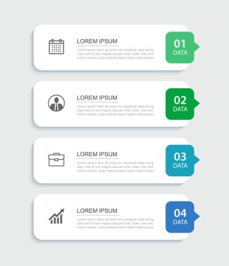 4 veri bilgisel dikdörtgen sekme indeks şablonu. Çizim işi soyut arkaplan.
