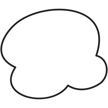 Konuşma sembolü elle konuşma ve düşünme. Bulutlu baloncuk ince çizgi.