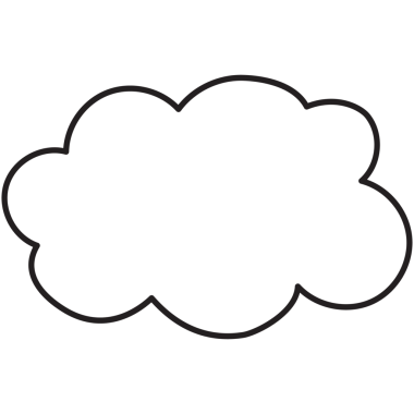 Konuşma sembolü elle konuşma ve düşünme. Bulutlu baloncuk ince çizgi.