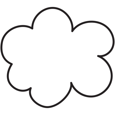 Konuşma sembolü elle konuşma ve düşünme. Bulutlu baloncuk ince çizgi.