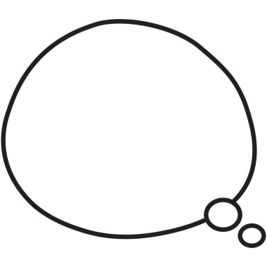 Konuşma sembolü elle konuşma ve düşünme. Bulutlu baloncuk ince çizgi.