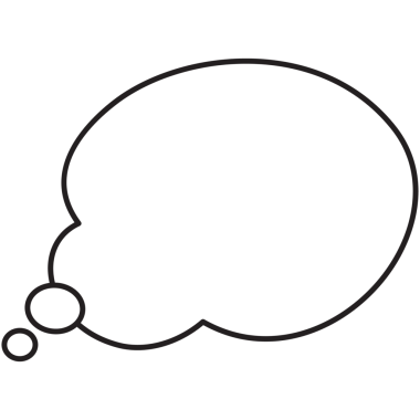 Konuşma sembolü elle konuşma ve düşünme. Bulutlu baloncuk ince çizgi.