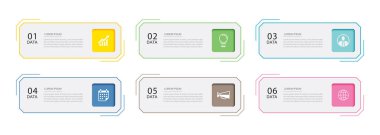 6 modern veri enfografik şablon tasarımı. Çizim işi soyut arkaplan.