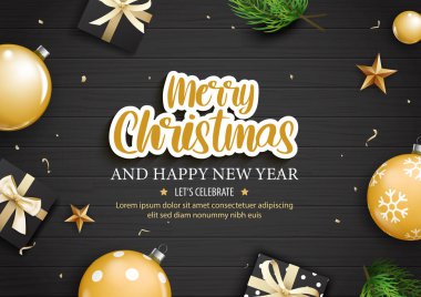 Mutlu noeller ve yeni yıl kutlaması poster tasarımı.