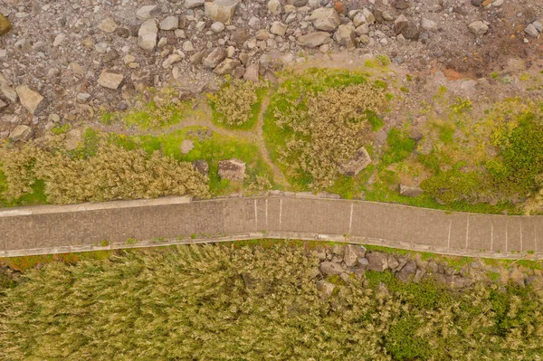 Vue Par Drone Sentier Près Océan Pendant Journée Été — Photo