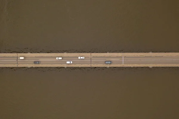 Photographie Par Drone Pont Traversant Une Rivière Pendant Une Journée — Photo