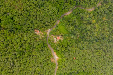 Drone photography of small italian mountain village during summer day