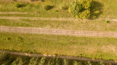 Drone photography of railway track during summer day