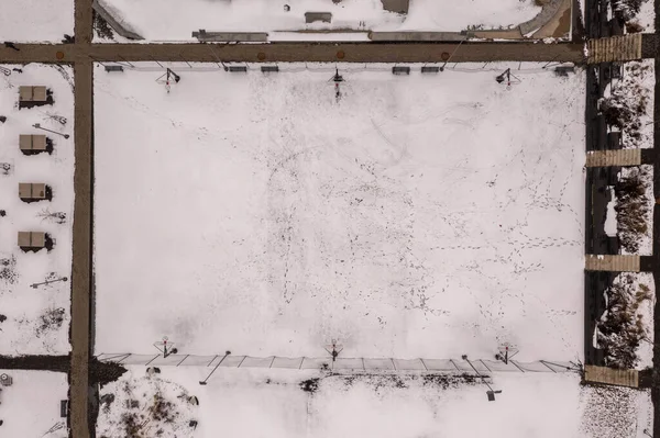 Drone Photographie Terrain Basket Ball Pendant Journée Nuageuse Hiver — Photo
