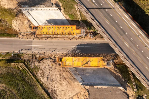 Photographie Par Drone Pont Routier Construction Pendant Journée Été Vue — Photo