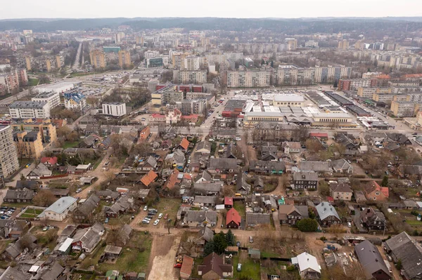 Drone Fotografia Nuovi Complessi Appartamenti Vecchie Case Una Città Durante — Foto Stock