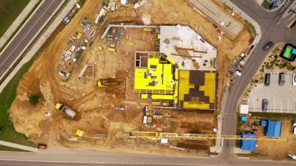 Drone Footage Small Construction Site Autumn Cloudy Day — Stock Video