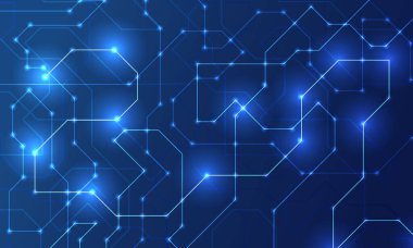 Soyut Arkaplan, ağ bağlantısını ve bilginin diğer yerlere iletimini gösterir. Modern teknolojiye dönüşmek için karmaşık hale geldi.