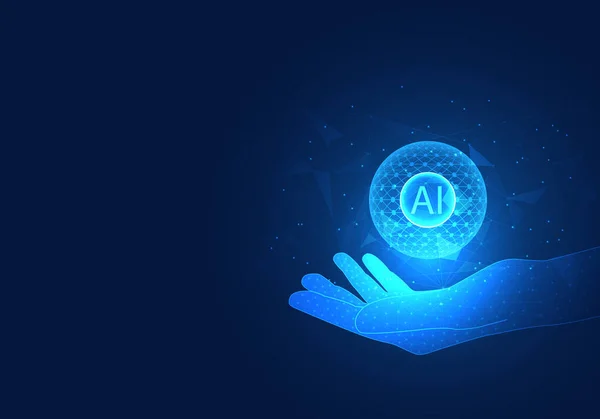 Artificiell Intelligens Teknik Eller Händerna Användaren Teknik Som Hjälper Företag — Stock vektor