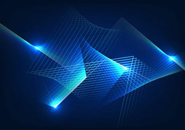 グローバルインターネットネットワーク接続技術の抽象的な背景は ビジネスを拡大します 濃い青のトーンを強調し グラデーションの次元を高めるために重ね合わせたベクトル幾何学的な形状です — ストックベクタ