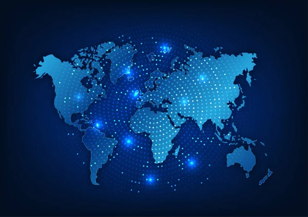 Dünya haritası teknolojisi arka planında tüm dünyayı kapsayan yüksek hızlı internet ağı bağlantısı. Bilgi aktarımına, iletişimine ve iş yapmaya daha elverişli bir teknoloji..