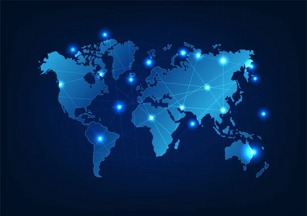 Dünya haritası teknolojisi arka planında tüm dünyayı kapsayan yüksek hızlı internet ağı bağlantısı. Bilgi aktarımına, iletişimine ve iş yapmaya daha elverişli bir teknoloji..