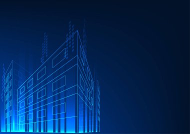 Akıllı şehir arka planı. İnsan kontrolü olmadan akıllı şehir kavramı. Şehirdeki insanları ağ sistemiyle birbirine bağlayan ve şehirdeki işletmelerin genişlemesini sağlayan bir sistem.