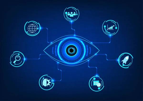 Tecnología Eye Conecta Las Placas Circuitos Con Tecnología Inteligente Refiere — Vector de stock