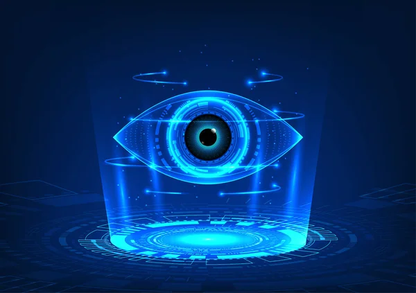 Tecnologia Dell Ologramma Che Proietta Gli Occhi Tecnologia Con Cerchio — Vettoriale Stock