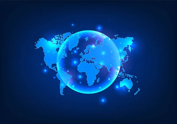 Παγκόσμιο Τεχνολογικό Δίκτυο Παγκόσμιο Χάρτη Που Συνδέει Διάφορες Περιοχές Εξερευνά — Διανυσματικό Αρχείο